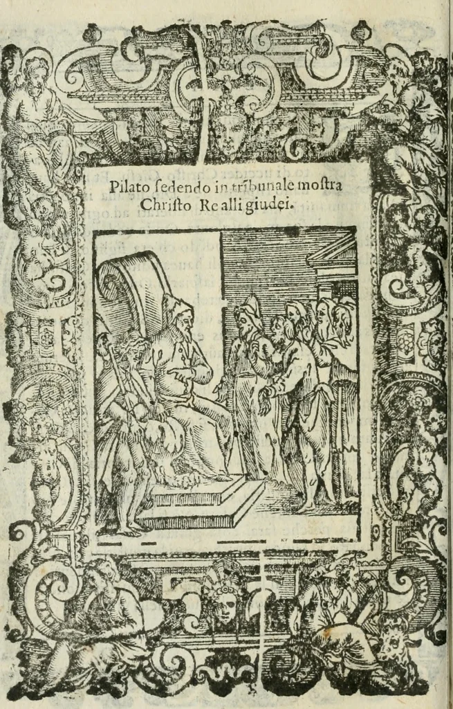 An illustration from Rosario della gloriosa Vergine Maria : con le stationi, & indulgentie delle chiese di Roma per tutto l'anno : di nuouo stampato, & ricorretto con nuoue & belle figure adornato, 1591, leaf 245