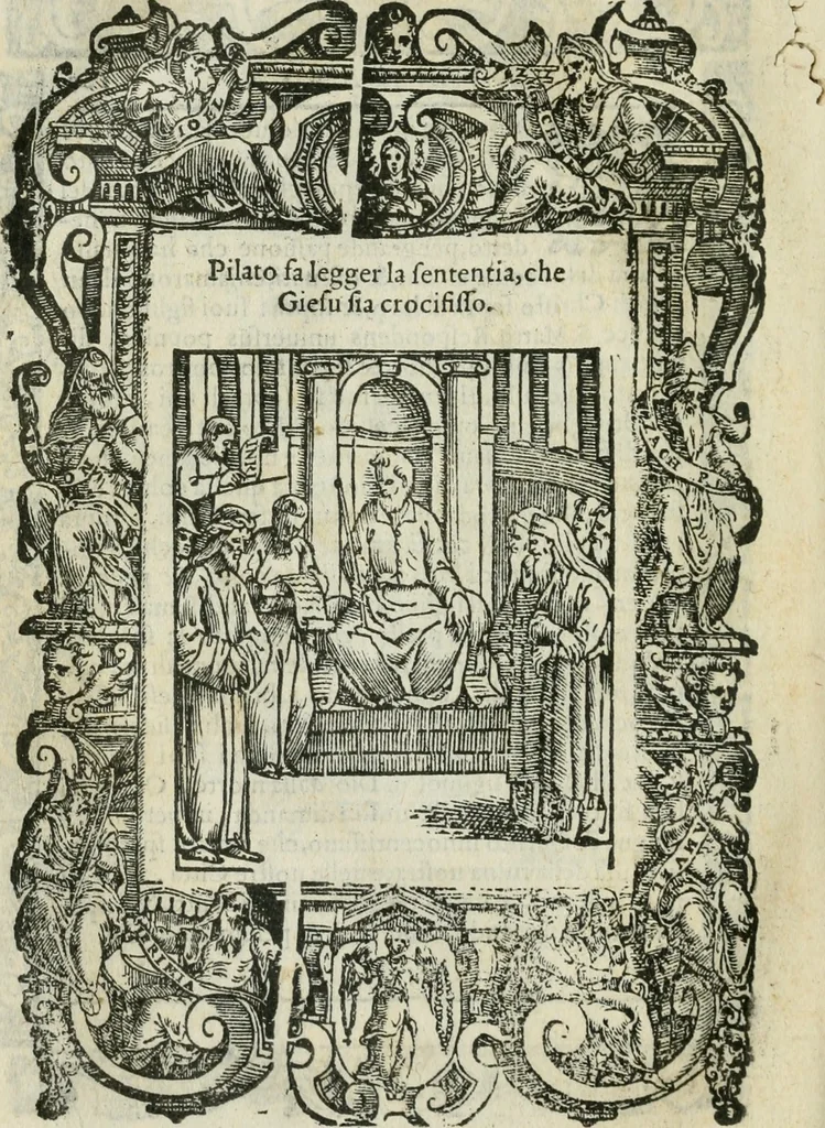An illustration from Rosario della gloriosa Vergine Maria : con le stationi, & indulgentie delle chiese di Roma per tutto l'anno : di nuouo stampato, & ricorretto con nuoue & belle figure adornato, 1591, leaf 255