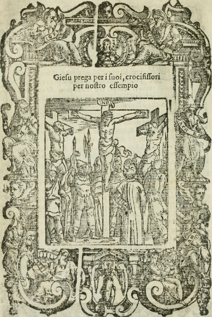 An illustration from Rosario della gloriosa Vergine Maria : con le stationi, & indulgentie delle chiese di Roma per tutto l'anno : di nuouo stampato, & ricorretto con nuoue & belle figure adornato, 1591, leaf 275