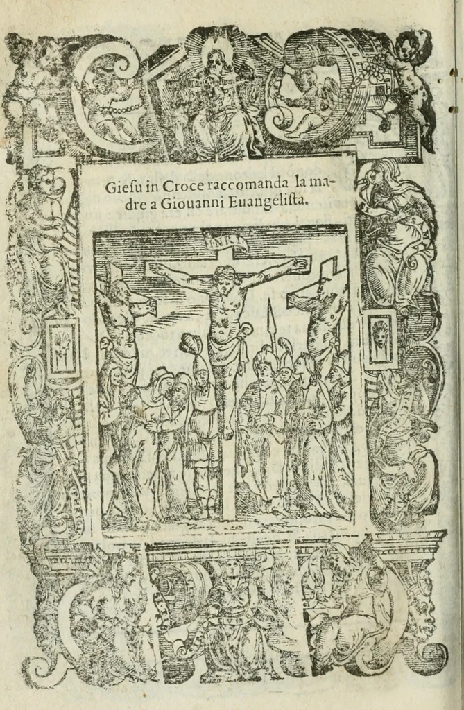 An illustration from Rosario della gloriosa Vergine Maria : con le stationi, & indulgentie delle chiese di Roma per tutto l'anno : di nuouo stampato, & ricorretto con nuoue & belle figure adornato, 1591, leaf 279