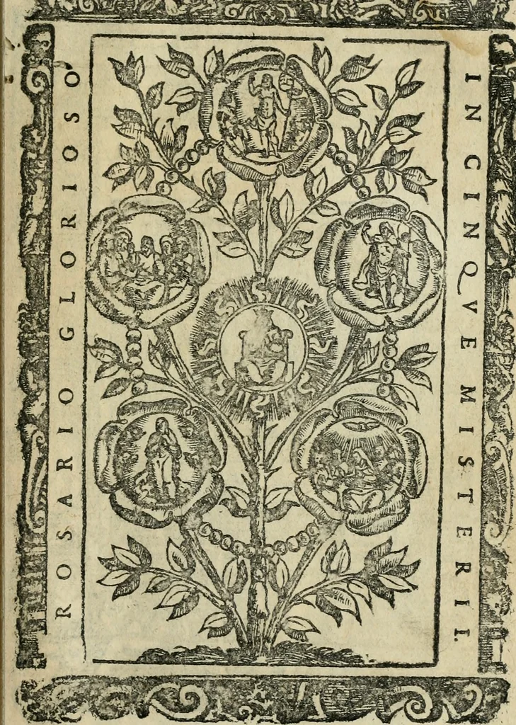 An illustration from Rosario della gloriosa Vergine Maria : con le stationi, & indulgentie delle chiese di Roma per tutto l'anno : di nuouo stampato, & ricorretto con nuoue & belle figure adornato, 1591, leaf 292