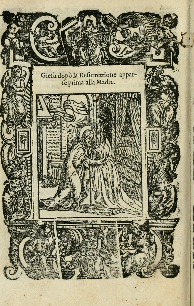 An illustration from Rosario della gloriosa Vergine Maria : con le stationi, & indulgentie delle chiese di Roma per tutto l'anno : di nuouo stampato, & ricorretto con nuoue & belle figure adornato, 1591, leaf 299