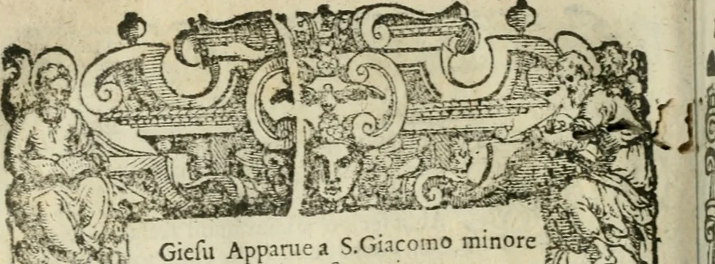 An illustration from Rosario della gloriosa Vergine Maria : con le stationi, & indulgentie delle chiese di Roma per tutto l'anno : di nuouo stampato, & ricorretto con nuoue & belle figure adornato, 1591, leaf 307