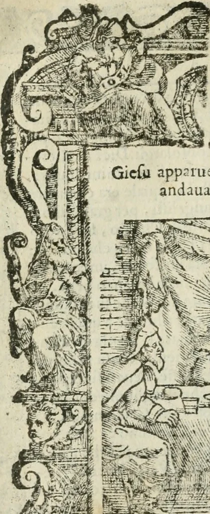 An illustration from Rosario della gloriosa Vergine Maria : con le stationi, & indulgentie delle chiese di Roma per tutto l'anno : di nuouo stampato, & ricorretto con nuoue & belle figure adornato, 1591, leaf 309