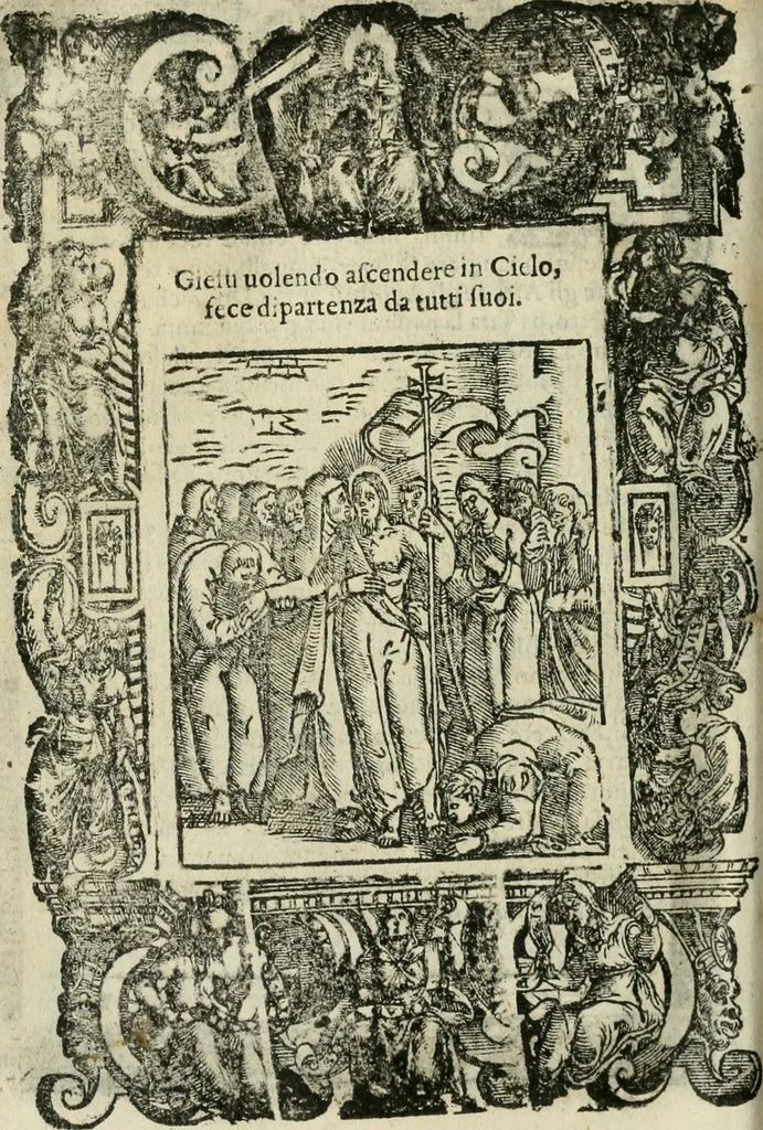 An illustration from Rosario della gloriosa Vergine Maria : con le stationi, & indulgentie delle chiese di Roma per tutto l'anno : di nuouo stampato, & ricorretto con nuoue & belle figure adornato, 1591, leaf 323