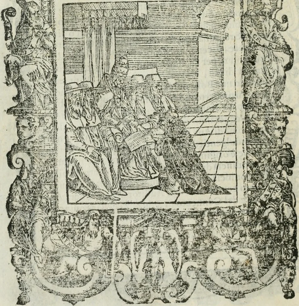 An illustration from Rosario della gloriosa Vergine Maria : con le stationi, & indulgentie delle chiese di Roma per tutto l'anno : di nuouo stampato, & ricorretto con nuoue & belle figure adornato, 1591, leaf 33