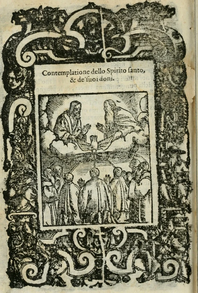 An illustration from Rosario della gloriosa Vergine Maria : con le stationi, & indulgentie delle chiese di Roma per tutto l'anno : di nuouo stampato, & ricorretto con nuoue & belle figure adornato, 1591, leaf 337