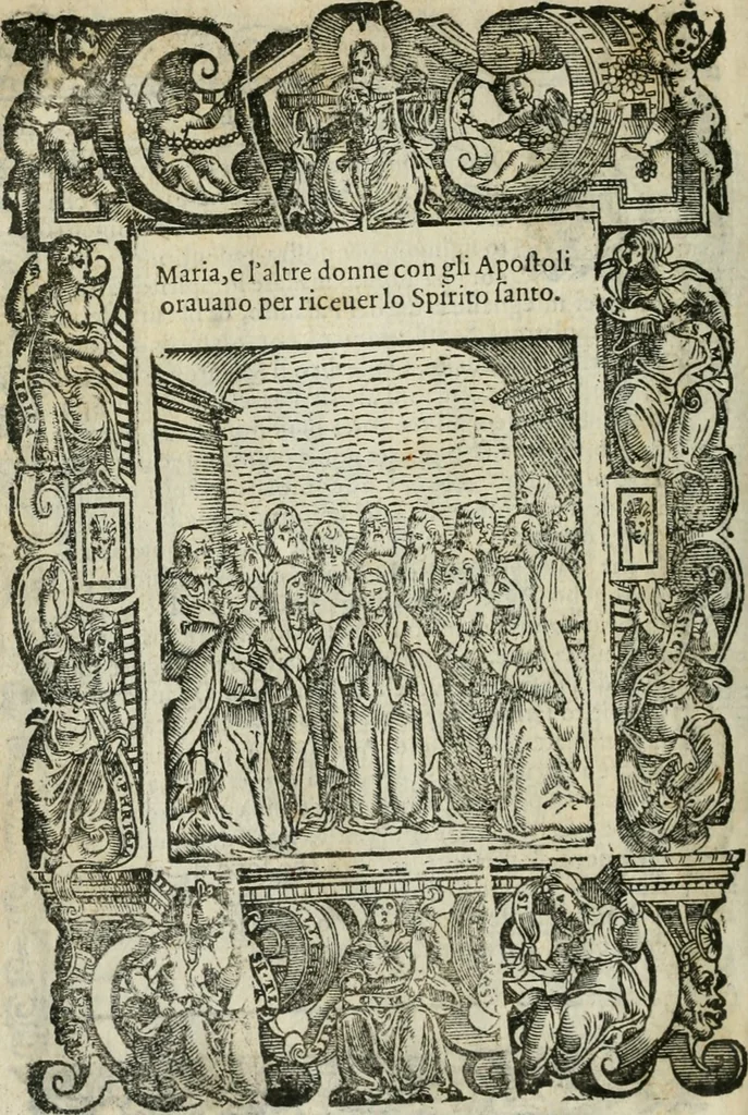 An illustration from Rosario della gloriosa Vergine Maria : con le stationi, & indulgentie delle chiese di Roma per tutto l'anno : di nuouo stampato, & ricorretto con nuoue & belle figure adornato, 1591, leaf 339