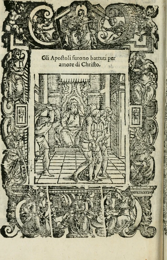 An illustration from Rosario della gloriosa Vergine Maria : con le stationi, & indulgentie delle chiese di Roma per tutto l'anno : di nuouo stampato, & ricorretto con nuoue & belle figure adornato, 1591, leaf 353