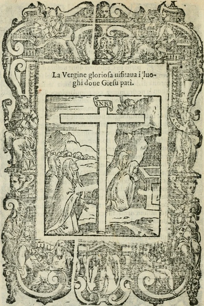 An illustration from Rosario della gloriosa Vergine Maria : con le stationi, & indulgentie delle chiese di Roma per tutto l'anno : di nuouo stampato, & ricorretto con nuoue & belle figure adornato, 1591, leaf 361