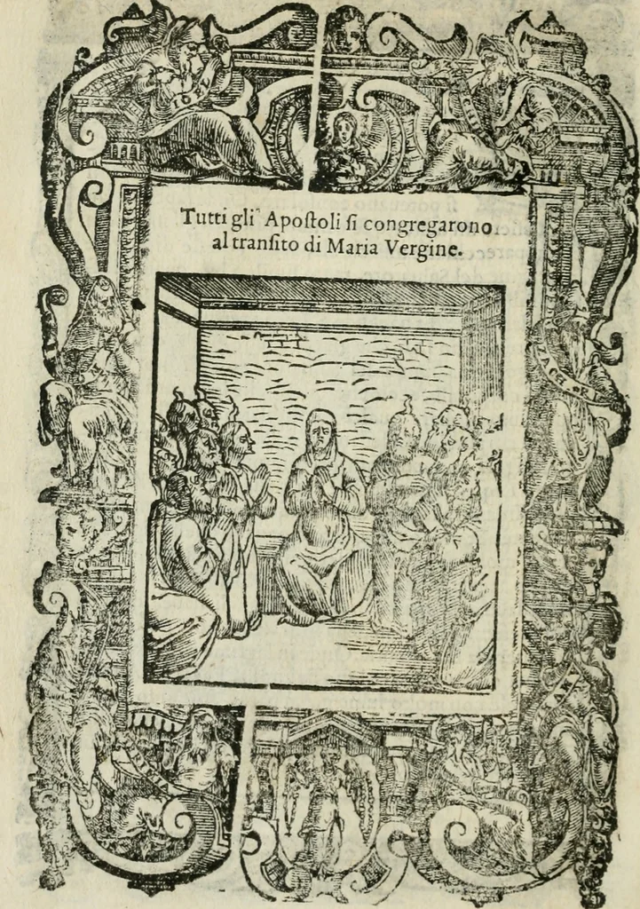 An illustration from Rosario della gloriosa Vergine Maria : con le stationi, & indulgentie delle chiese di Roma per tutto l'anno : di nuouo stampato, & ricorretto con nuoue & belle figure adornato, 1591, leaf 367