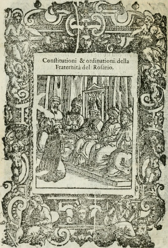 An illustration from Rosario della gloriosa Vergine Maria : con le stationi, & indulgentie delle chiese di Roma per tutto l'anno : di nuouo stampato, & ricorretto con nuoue & belle figure adornato, 1591, leaf 37