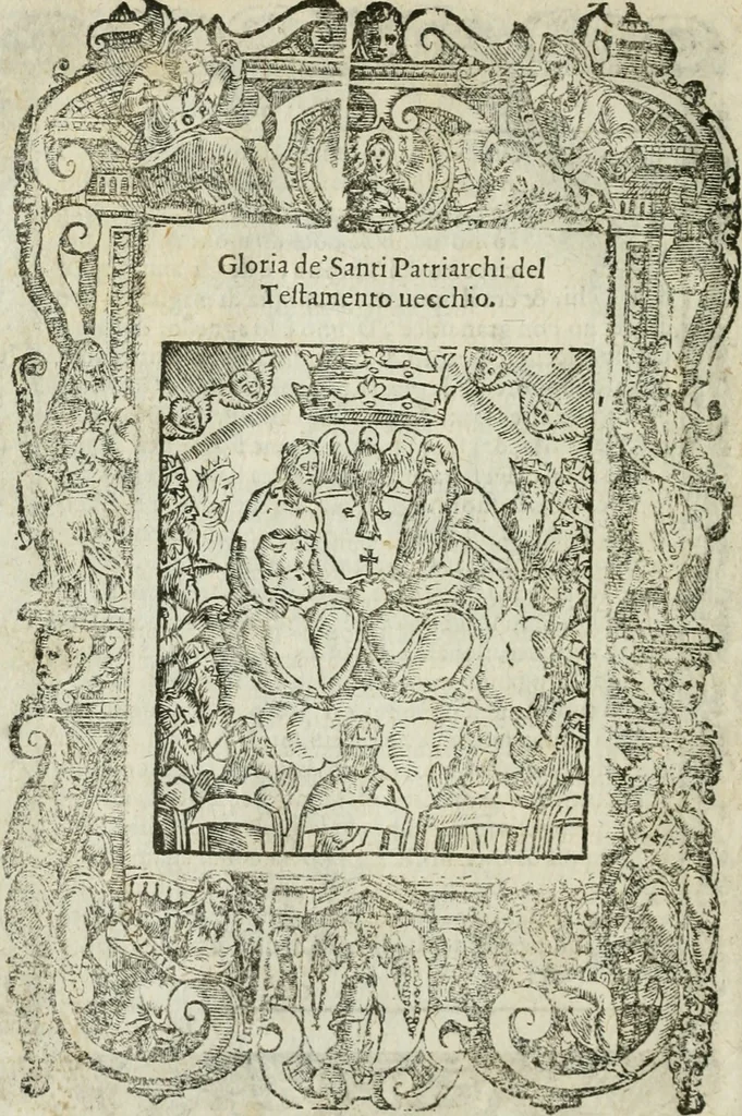 An illustration from Rosario della gloriosa Vergine Maria : con le stationi, & indulgentie delle chiese di Roma per tutto l'anno : di nuouo stampato, & ricorretto con nuoue & belle figure adornato, 1591, leaf 387