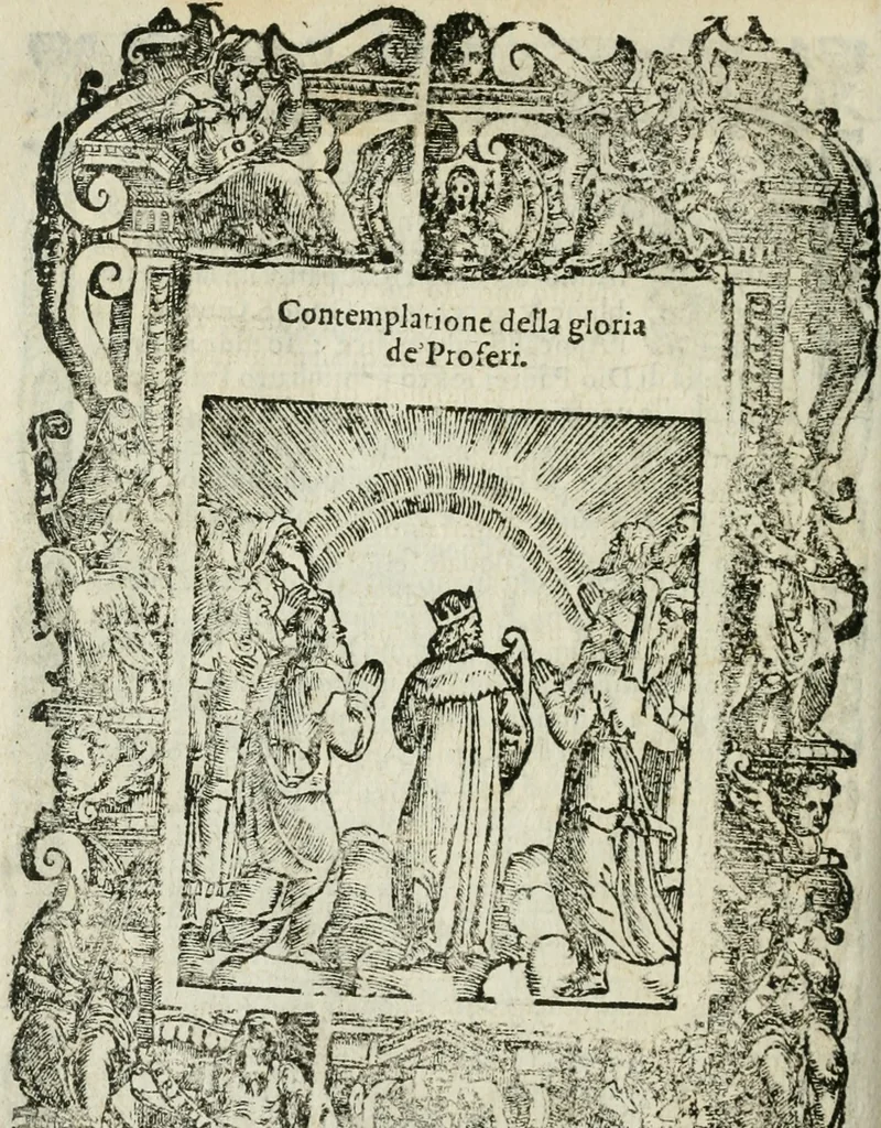 An illustration from Rosario della gloriosa Vergine Maria : con le stationi, & indulgentie delle chiese di Roma per tutto l'anno : di nuouo stampato, & ricorretto con nuoue & belle figure adornato, 1591, leaf 389