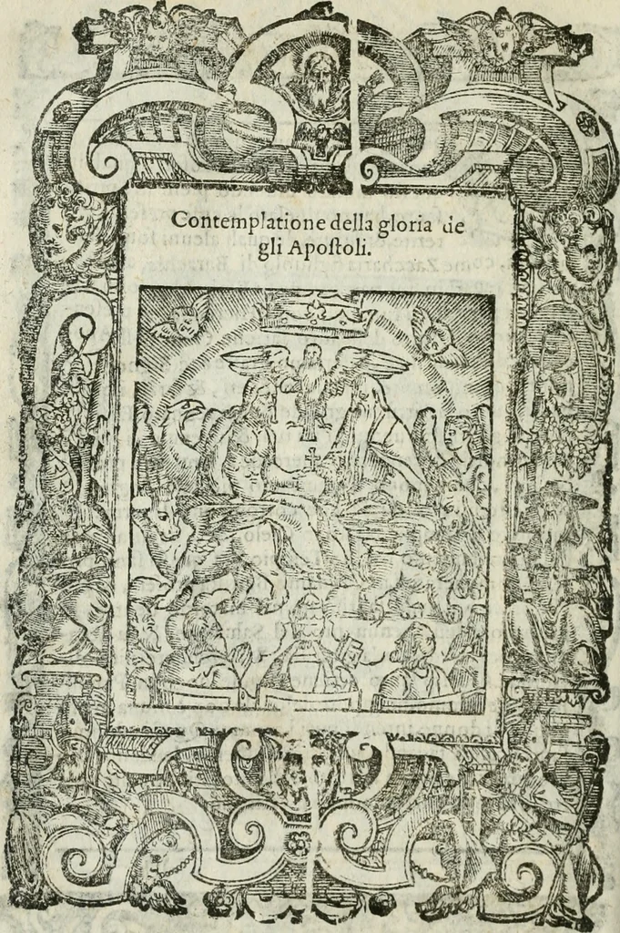 An illustration from Rosario della gloriosa Vergine Maria : con le stationi, & indulgentie delle chiese di Roma per tutto l'anno : di nuouo stampato, & ricorretto con nuoue & belle figure adornato, 1591, leaf 391