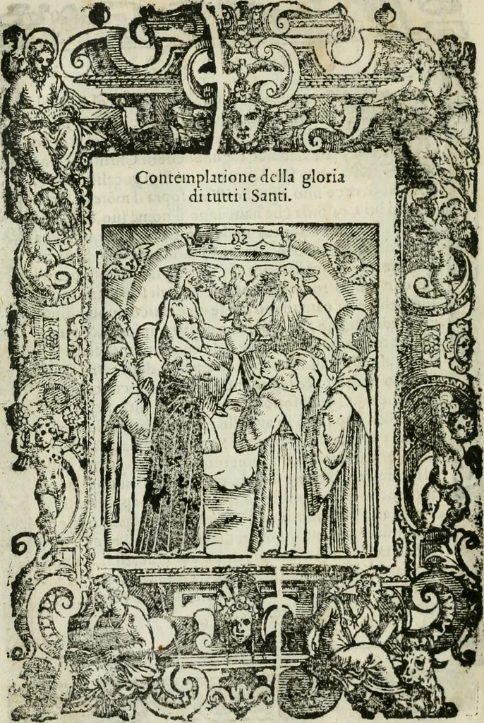 An illustration from Rosario della gloriosa Vergine Maria : con le stationi, & indulgentie delle chiese di Roma per tutto l'anno : di nuouo stampato, & ricorretto con nuoue & belle figure adornato, 1591, leaf 401