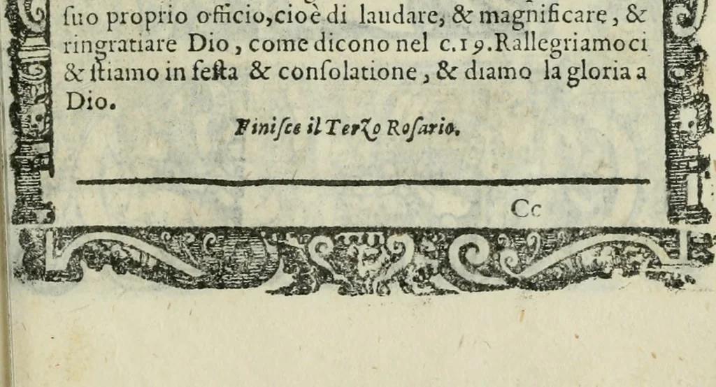 An illustration from Rosario della gloriosa Vergine Maria : con le stationi, & indulgentie delle chiese di Roma per tutto l'anno : di nuouo stampato, & ricorretto con nuoue & belle figure adornato, 1591, leaf 402