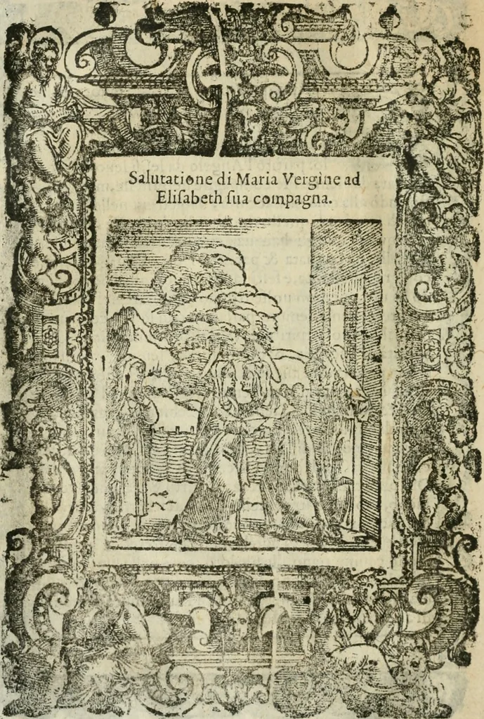 An illustration from Rosario della gloriosa Vergine Maria : con le stationi, & indulgentie delle chiese di Roma per tutto l'anno : di nuouo stampato, & ricorretto con nuoue & belle figure adornato, 1591, leaf 97