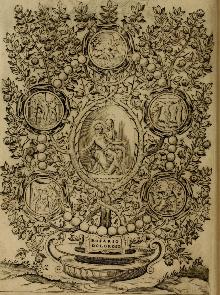 An illustration from Rosario figvrato della Sacratissima Vergine Maria, Madre di Dio, nostra avocata, 1578, leaf 117