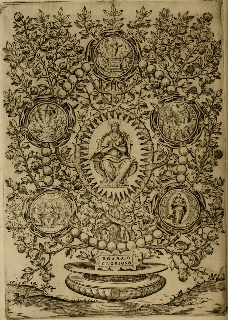 An illustration from Rosario figvrato della Sacratissima Vergine Maria, Madre di Dio, nostra avocata, 1578, leaf 173