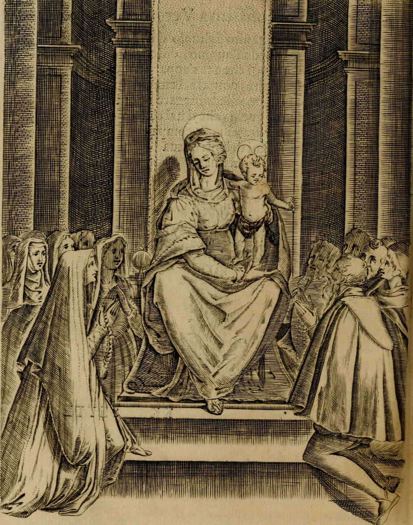 An illustration from Rosario figvrato della Sacratissima Vergine Maria, Madre di Dio, nostra avocata, 1578, leaf 265