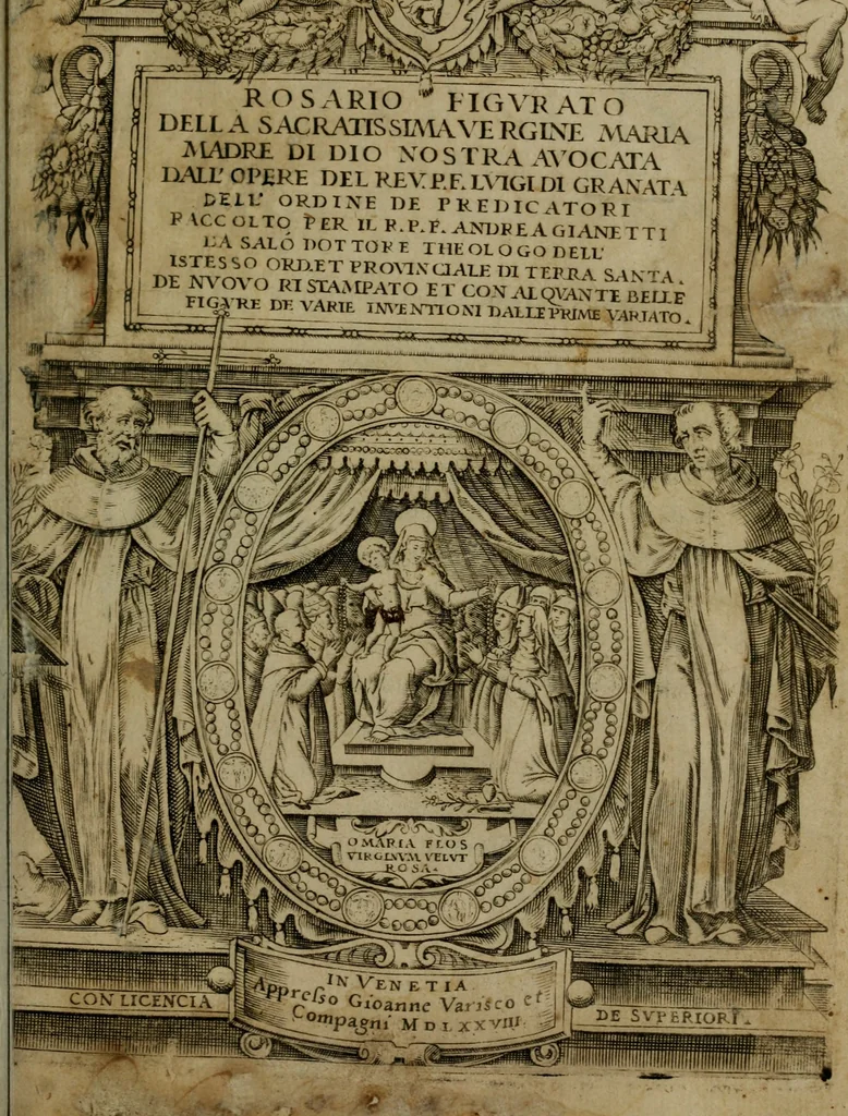 An illustration from Rosario figvrato della Sacratissima Vergine Maria, Madre di Dio, nostra avocata, 1578, leaf 4