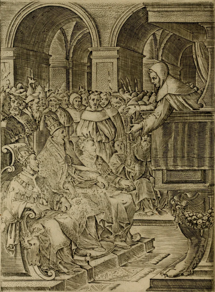 An illustration from Rosario figvrato della Sacratissima Vergine Maria, Madre di Dio, nostra avocata, 1578, leaf 49