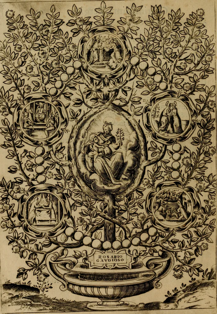 An illustration from Rosario figvrato della Sacratissima Vergine Maria, Madre di Dio, nostra avocata, 1578, leaf 71
