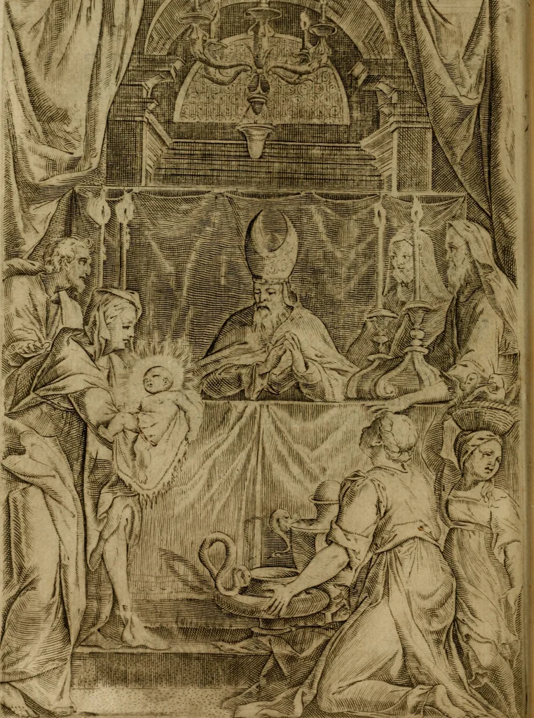 An illustration from Rosario figvrato della Sacratissima Vergine Maria, Madre di Dio, nostra avocata, 1578, leaf 99