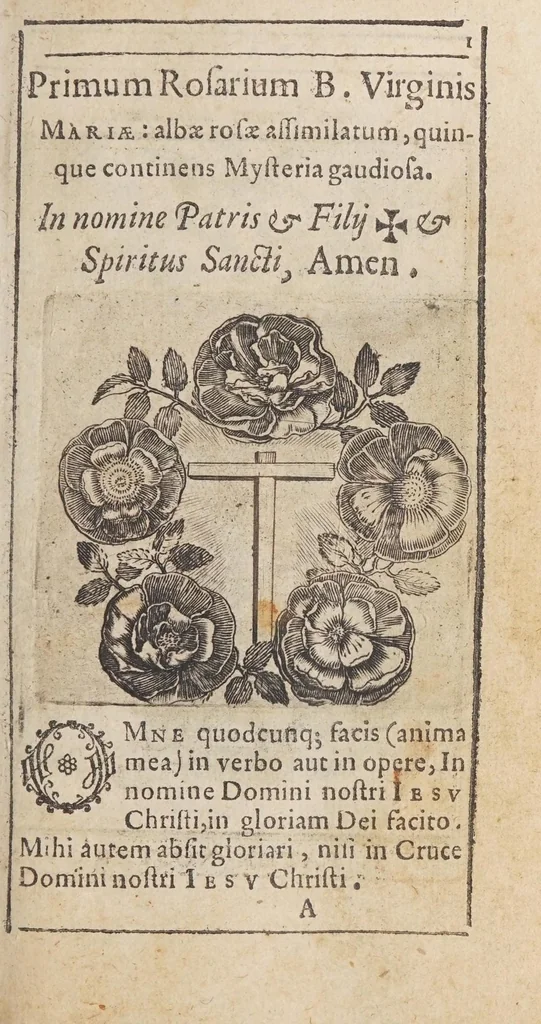 An illustration from Rosarium, siue, Psalterium Beatae Virginis Mariae, 1602, leaf 27
