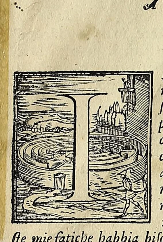 An illustration from Rote perpetue, per le quali si puo con qual numero di due dadi si voglia : overo con due dadi secondo l'horologio d'Italia : ritrouar quando si fà la Luna : le Feste mobili : la Patta : l'Aureo numero : l'Indittione, la Lettera domenicale col bisesto et in che giorno entra il principio d'ogni mese, 1562, leaf 7