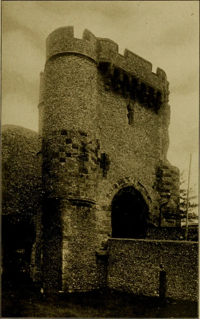 An illustration from Royal castles of England; comprising an account of those ancient fortresses which from the days of William the Conqueror either were the homes of English sovereigns or have been intimately associated with the history and romance of their lives, 1913, leaf 128
