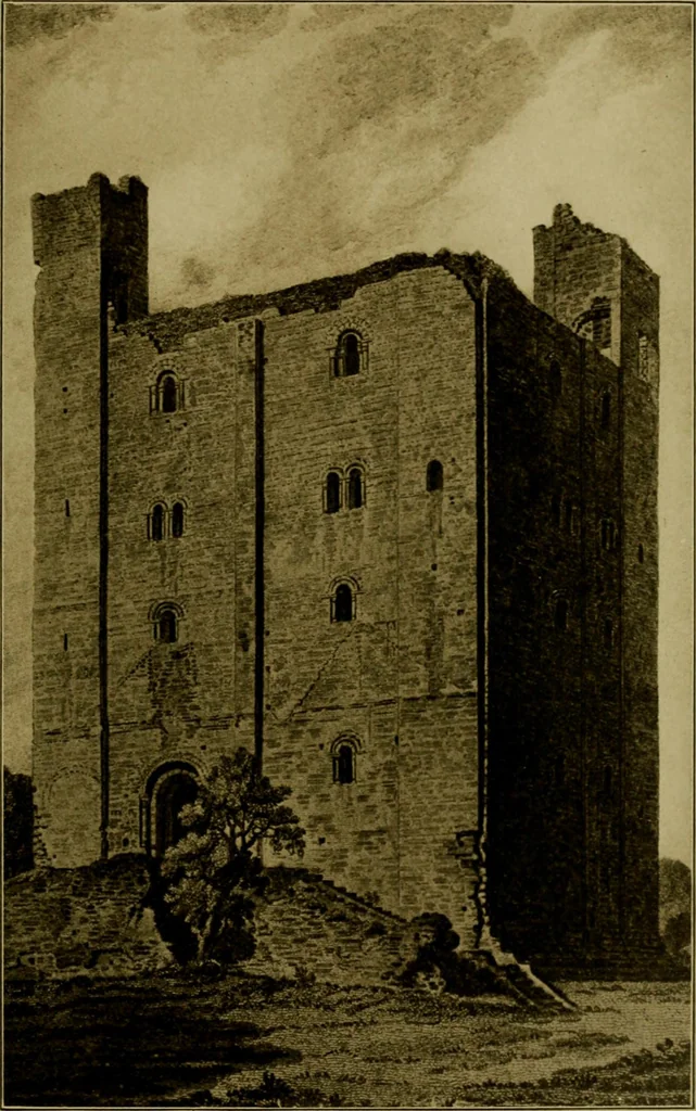 An illustration from Royal castles of England; comprising an account of those ancient fortresses which from the days of William the Conqueror either were the homes of English sovereigns or have been intimately associated with the history and romance of their lives, 1913, leaf 208