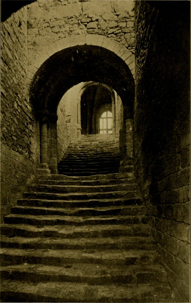 An illustration from Royal castles of England; comprising an account of those ancient fortresses which from the days of William the Conqueror either were the homes of English sovereigns or have been intimately associated with the history and romance of their lives, 1913, leaf 258