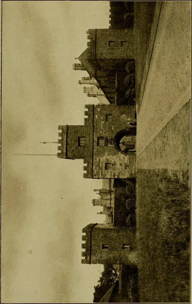 An illustration from Royal castles of England; comprising an account of those ancient fortresses which from the days of William the Conqueror either were the homes of English sovereigns or have been intimately associated with the history and romance of their lives, 1913, leaf 346