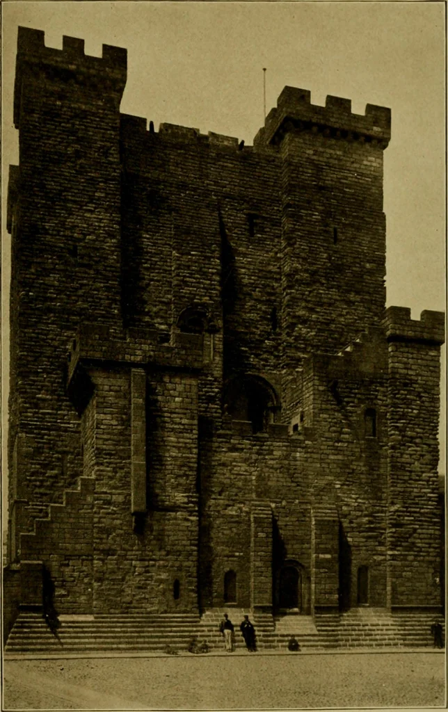 An illustration from Royal castles of England; comprising an account of those ancient fortresses which from the days of William the Conqueror either were the homes of English sovereigns or have been intimately associated with the history and romance of their lives, 1913, leaf 428