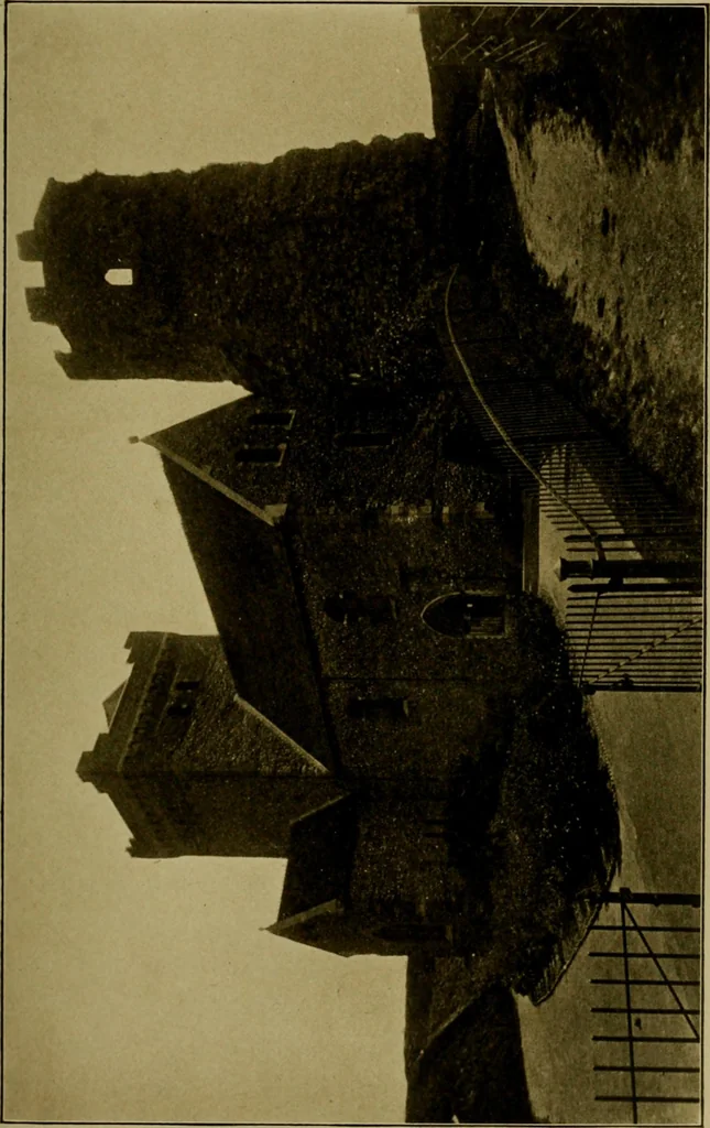 An illustration from Royal castles of England; comprising an account of those ancient fortresses which from the days of William the Conqueror either were the homes of English sovereigns or have been intimately associated with the history and romance of their lives, 1913, leaf 46