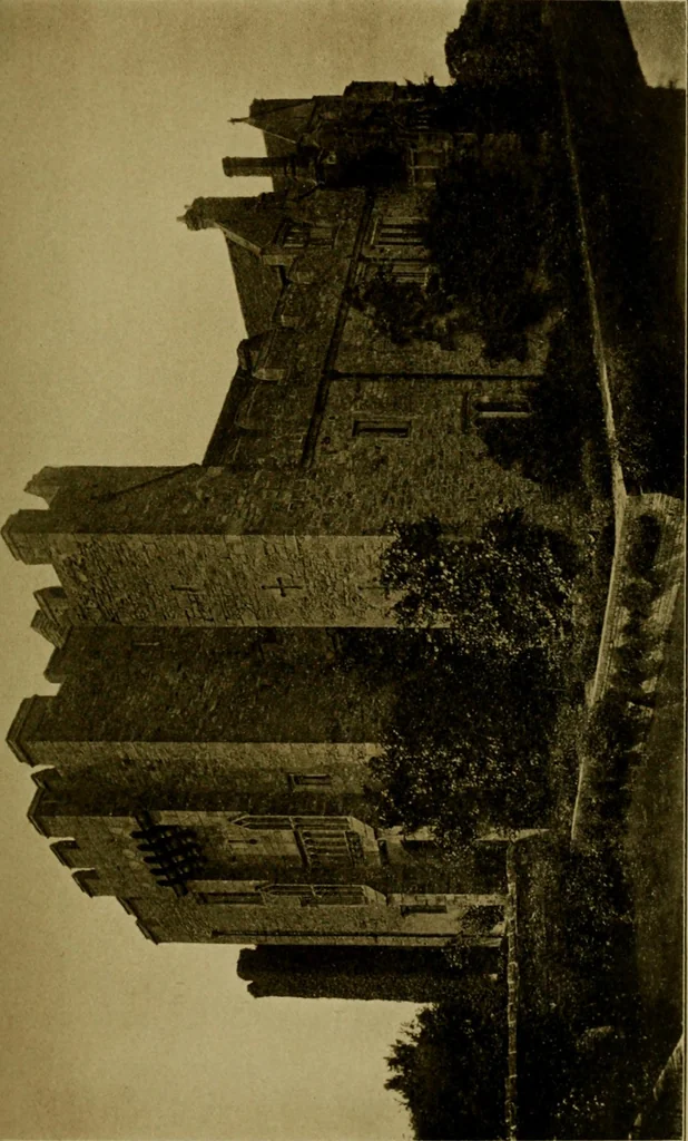 An illustration from Royal castles of England; comprising an account of those ancient fortresses which from the days of William the Conqueror either were the homes of English sovereigns or have been intimately associated with the history and romance of their lives, 1913, leaf 54