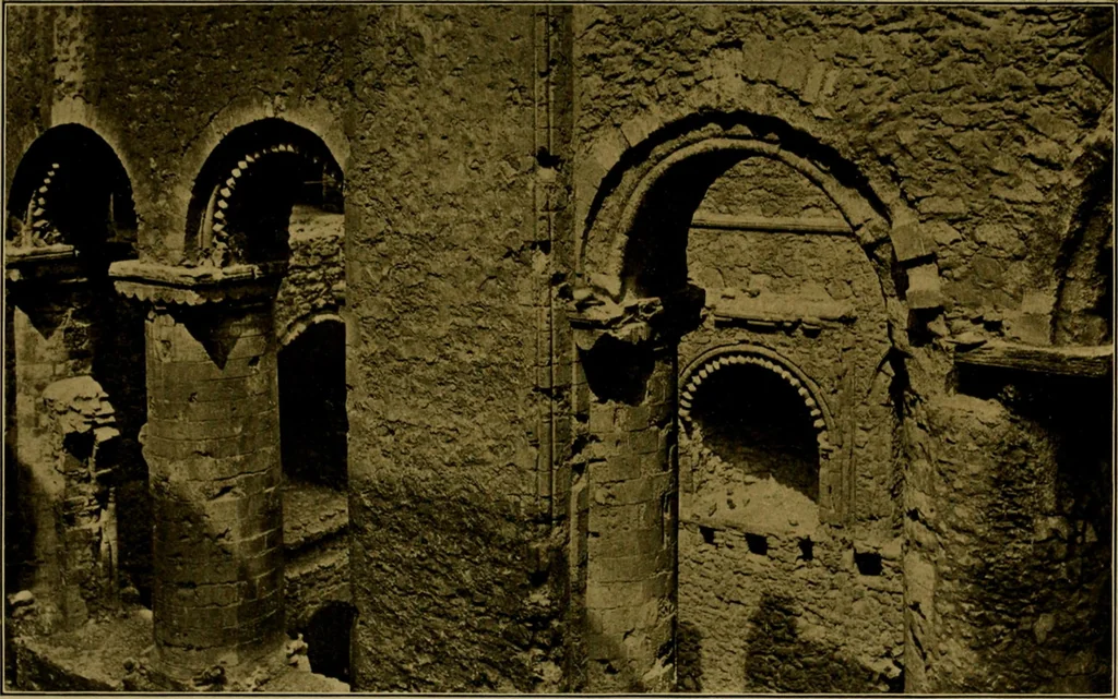 An illustration from Royal castles of England; comprising an account of those ancient fortresses which from the days of William the Conqueror either were the homes of English sovereigns or have been intimately associated with the history and romance of their lives, 1913, leaf 76
