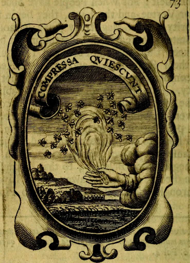 An illustration from The royal politician represented in one hundred emblems, 1700, leaf 185