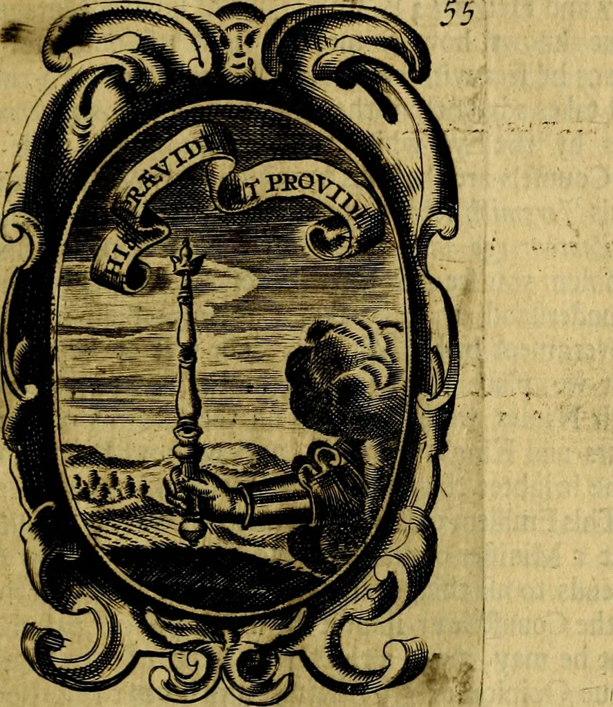 An illustration from The royal politician represented in one hundred emblems, 1700, leaf 36