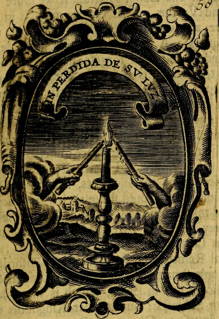 An illustration from The royal politician represented in one hundred emblems, 1700, leaf 64