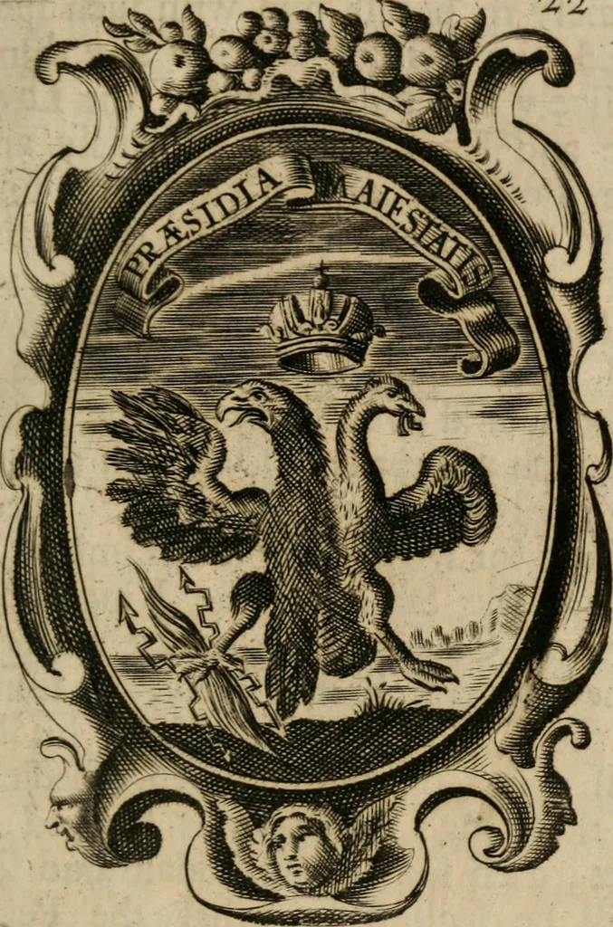An illustration from The royal politician represented in one hundred emblems, 1700, leaf 188
