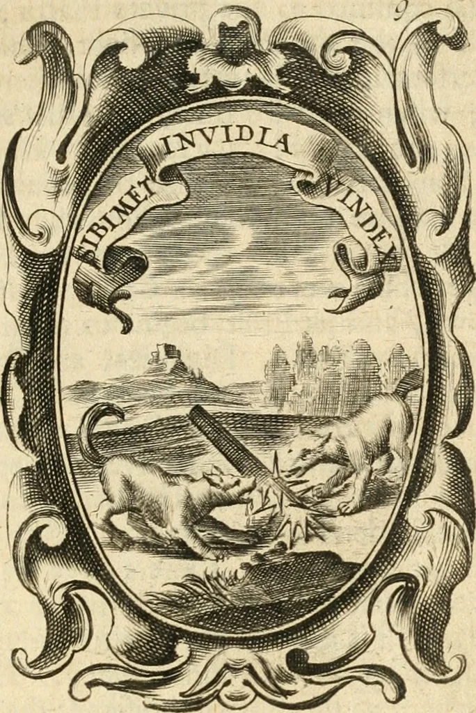 An illustration from The royal politician represented in one hundred emblems, 1700, leaf 90