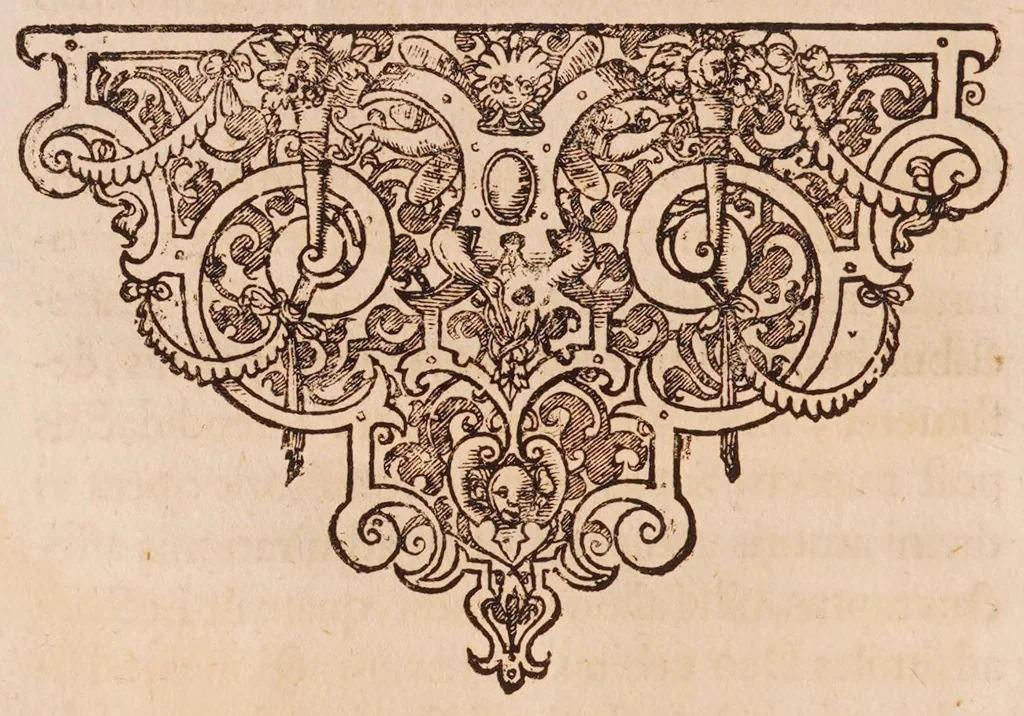 An illustration from R.P. Athanasii Kircheri ... Iter extaticum coeleste, quo mundi opificium, id est, coelestis expansi, siderumq; tam erratium, quàm fixorum natura, vires, proprietates, singulorumq; compositio & structura, ab infimo telluris globo, usq; ad ultima mundi confinia, per ficti raptus integumentum explorata, novâ hypothesi exponitur ad veritatem, interlocutoribus Cosmiele et Theodidacto, 1660, leaf 44