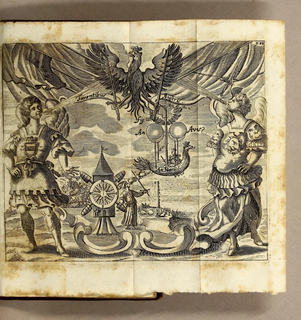 An illustration from R.P. Caspari Knitl. S.J. AA. LL. & Phil. Doctoris & Mathem. Professoris, Cosmographia elementaris, : propositionibus physico-mathematicis, in Alma, Caesarea, Regiáq[ue] Universitate Pragensi Carolo-Ferdinandea, anno superiore proposita,, 1674, leaf 103