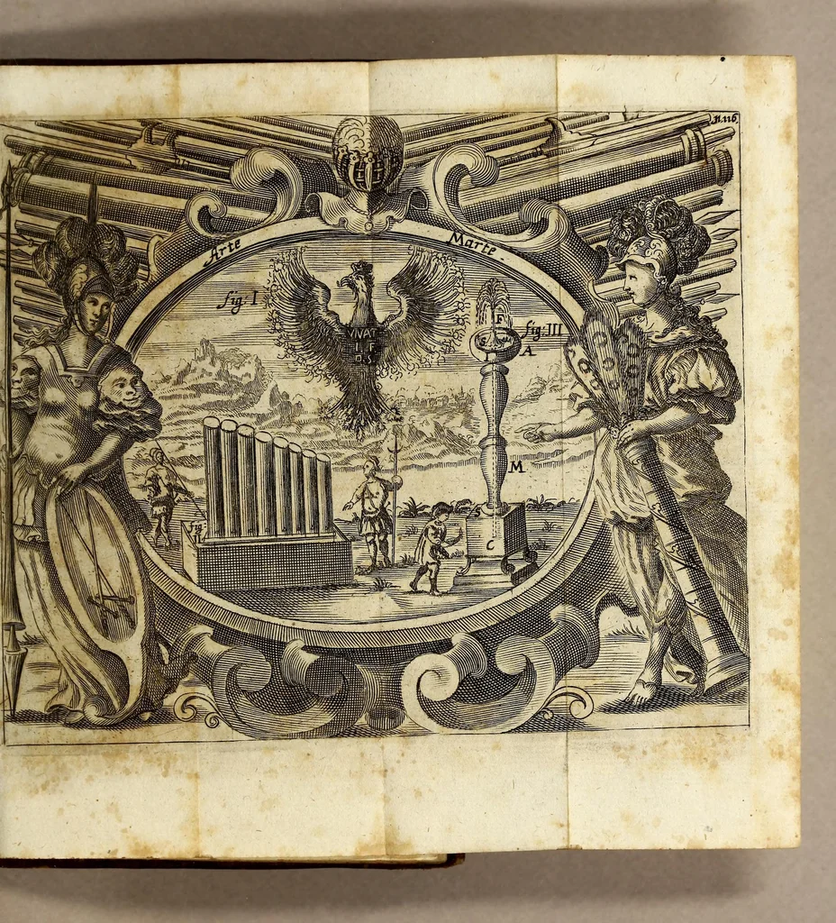 An illustration from R.P. Caspari Knitl. S.J. AA. LL. & Phil. Doctoris & Mathem. Professoris, Cosmographia elementaris, : propositionibus physico-mathematicis, in Alma, Caesarea, Regiáq[ue] Universitate Pragensi Carolo-Ferdinandea, anno superiore proposita,, 1674, leaf 133