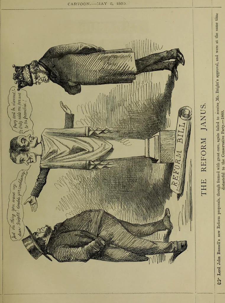 An illustration from The Rt. Hon. John Bright, M. P. : cartoons from the collection of "Mr. Punch", 1898, leaf 28
