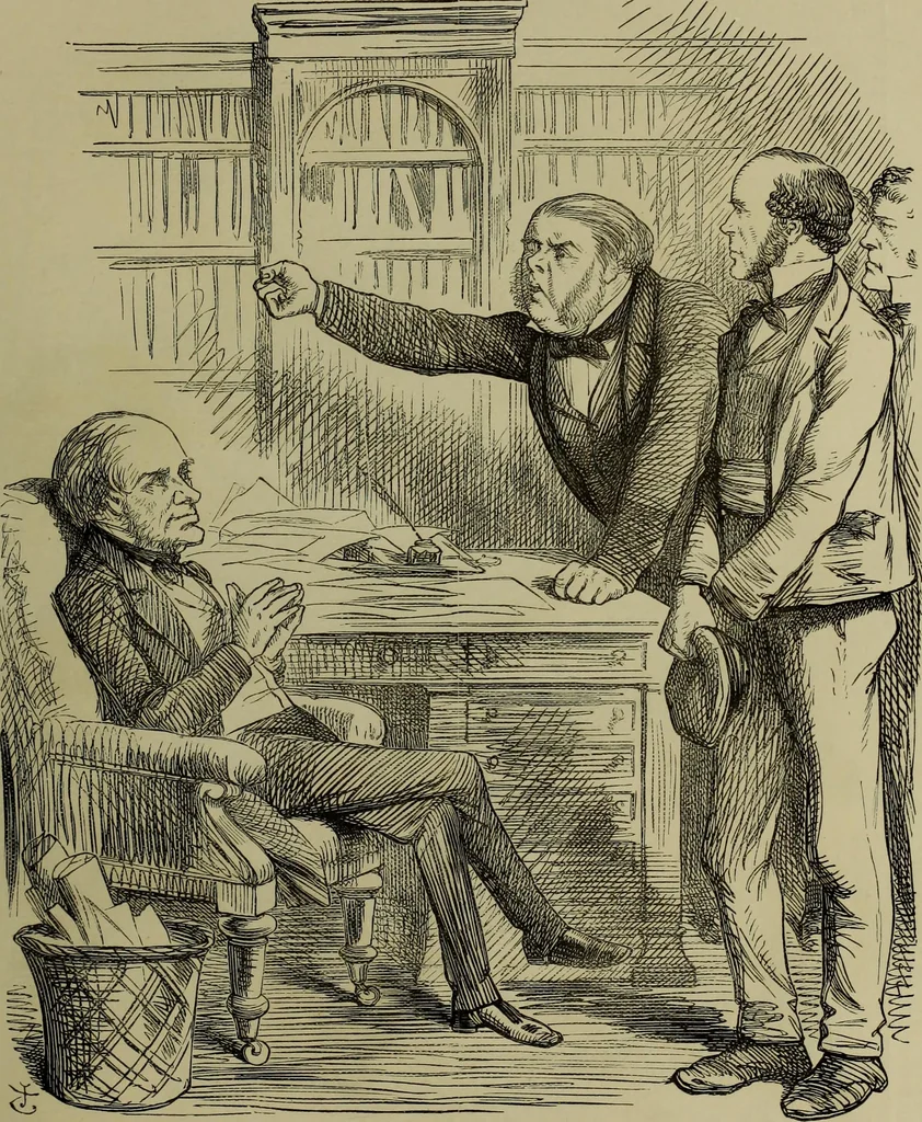 An illustration from The Rt. Hon. John Bright, M. P. : cartoons from the collection of "Mr. Punch", 1898, leaf 34