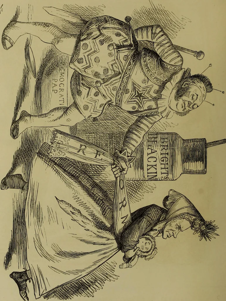 An illustration from The Rt. Hon. John Bright, M. P. : cartoons from the collection of "Mr. Punch", 1898, leaf 35